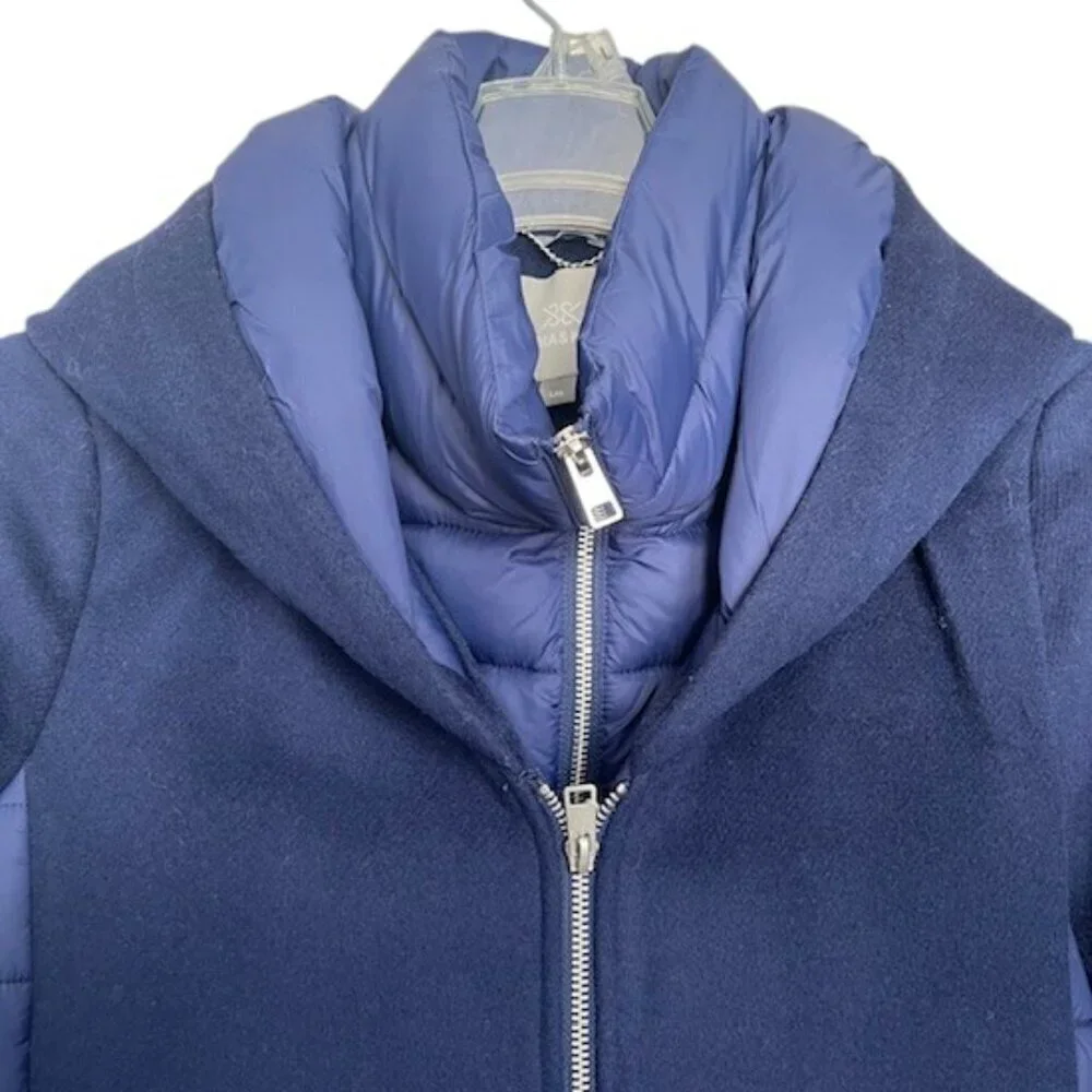Soia & Kyo Womens Viviana Wool Blend and Quilted Puffer Hooded Coat in Lapis Lrg - Picture 9 of 16